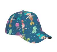Casquette de baseball à motif sirène mignonne pour homme et femme, casquette réglable à snapback pour papa, casquette de sport d'été ou de voyage, noir