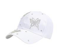 Casquette de baseball à strass scintillants for femme, ajustable, style soirée, festival, accessoire glamour, ornée de perles, idéale for le jour comme for la nuit(White 2pcs_Adjustable)