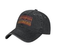Casquette de baseball africaine unisexe en denim vieilli avec imprimé tribal - Réglable - En coton lavé - Pour le golf, noir, taille unique