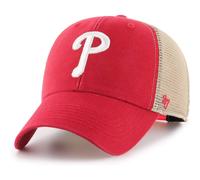 Casquette de baseball ajustable 47 Brand MLB Team Color Flagship Mesh Trucker avec logo principal MVP, taille unique pour adulte - Rouge des Philadelp