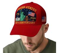 Casquette de baseball - America 250Th Casquette de baseball pour le sport, femmes et hommes 1776-2026, souvenir réglable pour voyage, plage, course à pied, randonnée, pêche, défilé, Rouge, L