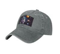 Casquette de baseball astronaute avec système solaire et planètes, style vintage, délavé, pour papa, chapeau de golf pour homme et femme, visière réglable, gris, taille unique