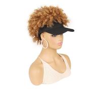 Casquette de baseball avec cheveux afro crépus courts attachés, perruque synthétique bou en queue de cheval for femme(27#)
