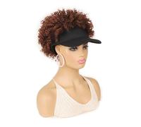 Casquette de baseball avec cheveux afro crépus courts attachés, perruque synthétique bou en queue de cheval for femme(33#)