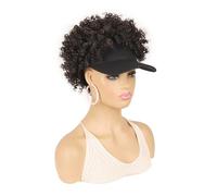 Casquette de baseball avec cheveux afro crépus courts attachés, perruque synthétique bou en queue de cheval for femme(4#)