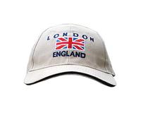 Casquette de baseball - avec drapeau Union Jack brodé avec London England - Couleur crème, Souvenir de Londres