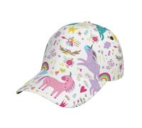 Casquette de baseball avec imprimé licorne, chapeau unisexe polyvalent avec fermeture réglable, idéal pour le sport, les voyages, le quotidien, Noir , Taille Unique