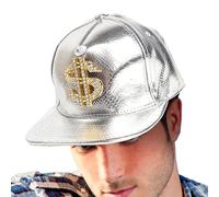 Casquette De Baseball Avec Signe Dollar - Chapeau Doré De 23,62 Pouces | Accessoire En Mélange De Coton PU - Style Hip Hop Réglable - Casquette De Baseball Brillante Du Rappeur Des Années 80 Ajoute Un