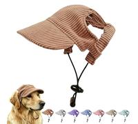 Casquette de baseball avec trous d'oreille pour animal de compagnie - Chapeau à visière solaire multicolore pour chiens et chats, couvre-chef d'été et d'automne pour chien et chat (marron, taille S)