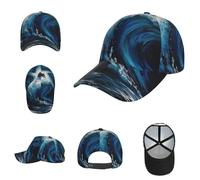 Casquette de baseball bleue motif vague peinture golf papa casquettes de camionneur réglables pour homme et femme, noir, taille unique