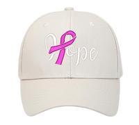 Casquette de Baseball Brodée pour la Journée Internationale de la Lutte Contre Le Cancer du Sein Visière Courbée Unisexe Confortable et Polyvalente (Beige, One Size)
