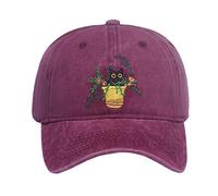 Casquette de Baseball brodée Verte pour Homme et Femme - Casquette de Baseball à Profil Bas - Casquette Snapback Vintage réglable - Unisexe, Chat dans Un Pot de Fleurs Jaune, Violet, Taille Unique