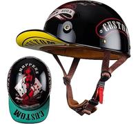 Casquette De Baseball, Casque De Moto, Motard, Dot/ECE, pour Homme Et Femme, Léger, Vintage, Demi-Casque, Homologué, Allemand, Ouvert, Adulte G,M(53-56CM)