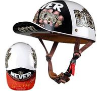 Casquette De Baseball, Casque De Moto, Motard, Dot/ECE, pour Homme Et Femme, Léger, Vintage, Demi-Casque, Homologué, Allemand, Ouvert, Adulte F,M(53-56CM)