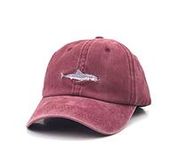 Casquette De Baseball,Casquette Homme Snapback Requin Cousu Casquette De Baseball Hip Hop Broderie Papa Chapeau Été Poisson Chapeau De Soleil Casquette, Rose Rouge