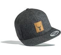 Casquette de Baseball: Cerf (Patch en Cuir) - Flexfit Classic Snapback Basecap Bonnet Képi Cap Toque Cadeau - Outdoor Sport-s Escalade Bloc Boulder Montagne Alpin-isme Hiver (Gris)