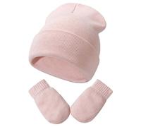 Casquette de baseball, chapeau de soleil, chapeau de cowboy, chapeau western pour tout-petits, filles, garçons, bonnets doux pour bébé pour tout-petits, bonnets d'hiver tricotés avec glvoes, Rose, 2-5