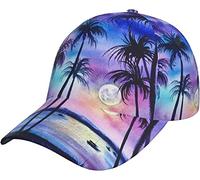Casquette de baseball classique à profil bas avec image géométrique délavée, en sergé réglable pour homme/femme, Motif palmier., taille unique