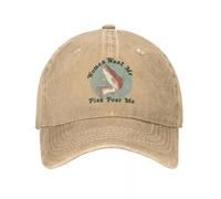 Casquette de Baseball Classique Femmes me veulent Moi, Les Poissons me craignent Style Unisexe en Jean Vieilli Activités de Plein air Vintage Snapback Ajustable en Coton de Sport Chapeau