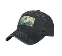 Casquette de baseball classique pour camionneur, chapeau de golf à profil bas, réglable avec panneaux en maille pour homme et femme, imprimé petit dinosaure dans l'herbe verte, noir, taille unique