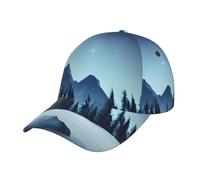 Casquette de baseball confortable à bord incurvé de la forêt enneigée, quatre saisons, avec un design imprimé unique qui enfreint les règles et montre votre personnalité, noir, noir, taille unique/XL