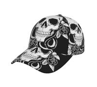 Casquette De Baseball Crâne Noir Et Blanc, Serpent, Papillon De Nuit, Squelette, Mandala, Lune, Étoile, Motif Golf Hat Sun Protection Trucker Caps Vintage Casquettes De Golf pour Running Camping