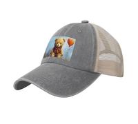 Casquette de baseball de cowboy avec dos en maille, chapeau de camionneur réglable pour papa Miss You Bear Casquette de plage pour homme et femme, gris, XL (taille unique)