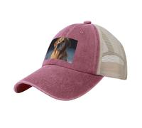 Casquette de baseball de cowboy avec dos en maille, réglable, casquette de plage Golden Retriever pour homme et femme, Rouge, taille unique/XL