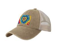 Casquette de baseball de cowboy avec dos en maille, réglable, motif cœur arc-en-ciel, casquette de plage pour homme et femme, naturel, XL (taille unique)