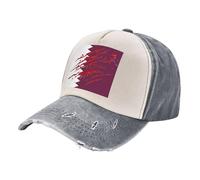 Casquette de Baseball de Pêche avec Drapeau du Qatar, Ajustable, Respirante, pour Les Sports de Plein Air (Golf, Pêche, Voyage, Camping), Décontractée, légère et Douce. Gray One Size