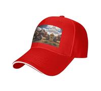 Casquette de baseball décontractée imprimée tracteur rouge Taille unique 8 couleurs Noir Convient pour la course à pied et le sport