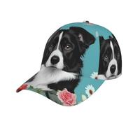 Casquette de Baseball délavée à Motif Floral Border Collie avec réglage, Cadeau pour Papa, pour Homme/Femme, pour l'extérieur