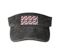 Casquette de baseball délavée avec fermeture à boucle réglable Motif cœurs Gay Pride arc-en-ciel, Noir/blanc, taille unique