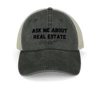 Casquette de Baseball Demandez-Moi sur l’Immobilier Fun Realtor Dictons Mousse Noire fête Chapeau Casquette de Marin à la Mode pour Hommes Chapeaux pour Hommes Cadeaux de Sport PLeisure pour Femmes