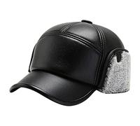 Casquette de baseball d'hiver épaissie chaude cent décontracté anti-froid en cuir synthétique chapeau d'oreille chaud, gris, Taille unique