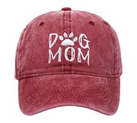 Casquette de baseball Dog Mom brodée Lavée Réglable Pour Femme Comme Protection Solaire Mode Loisirs, Bordeaux, taille unique