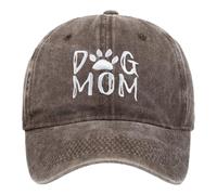 Casquette de baseball Dog Mom brodée Lavée Réglable Pour Femme Comme Protection Solaire Mode Loisirs, café, taille unique