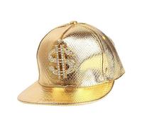 Casquette de baseball dorée avec signe dollar - 56-60 cm, casquette hip-hop tendance, chapeau de fête des années 80 cool pour hommes et femmes, style urbain coréen signe du dollar doré pour scène et