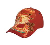 Casquette De Baseball Dragon Rouge avec des Nuages Et des Vagues Dorées Casquette Trucker Réglable Baseball Cap Classique Chapeau De Sport pour Plage Sports De Plein Air Camping 57-60Cm