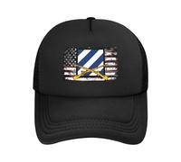 Casquette De Baseball Drapeau Américain avec Fusils Croisés De La 3E Division D'Infanterie De L'Armée Américaine Bord Plat Casquettes Vintage Trucker Caps Respirante Casquettes De Golf