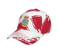 Casquette De Baseball Drapeau du Danemark en Grain 3D Bord Plat Casquettes Adjustable Trucker Caps Sport Baseball Cap pour Running Camping Cyclisme