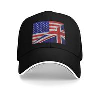 Casquette De Baseball Drapeau du Triangle Britannique De L'Amérique Et De La Grande-Bretagne Chapeau Soleil Unisexe Casquette Hat Légère Sports Chapeau pour Golf Camping Tennis