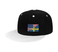 Casquette De Baseball Drapeau du Triangle Suédois De L'Amérique Et De La Suède Sports Chapeau Réglable Baseball Cap Légère Trucker Hat pour Camping Voyage Golf