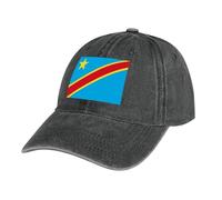Casquette de Baseball Drapeau Unisexe Casual Sport Pare-Soleil Casquette de Baseball en Jean Drapeau de la République démocratique du Congo Sun Protection Casquettes de Golf Coton Noir Chapeau