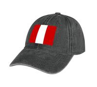 Casquette de Baseball Drapeau Unisexe Réglable Casquette Respirante Légère Anti-Soleil Cap en Jean Noir Trucker Cap Snapback Hip-Hop Drapeau du Pérou Outdoor Caps