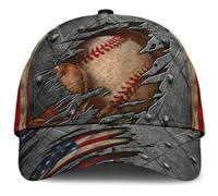 Casquette De Baseball Drapeau Vintage De Joueur De Baseball Crack Us Fan Chapeau De Sport Anti-Soleil Légère Casquette Unisexe, pour Cyclisme, La Course, Femmes, 57-60cm