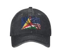 Casquette De Baseball Drapeau Vintage des Seychelles Et des États-Unis Bord Plat Casquettes Respirante Baseball Cap Unisexe Casquettes De Golf pour Randonnée Cyclisme Outdoo