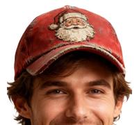 Casquette De Baseball Du Père Noël - Chapeau En Sergé Lavé Imprimé De Noël Avec Ajustement Réglable | Design De Vacances Vintage Pour Hommes Et Femmes, Casquette De Sport De Protection Solaire Pour Un