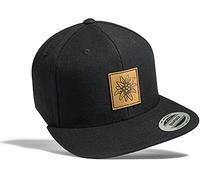 Casquette de Baseball: Édelweiss/avec Patch en Cuir Flexfit Classic Snapback Basecap Bonnet Képi Cap Toque Cadeau - Outdoor Sport-s Escalade Bloc Boulder Randonnée Montagne Alpin-isme Hiver (Noir)