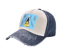 Casquette de Baseball Effet Vieilli pour Homme, Motif Drapeau de Sainte-Lucie, denim Délavé Vintage, Couleur Unie, Sangle Arrière Réglable, Chapeau de Soleil Léger pour L'Extérieur 5 One Size